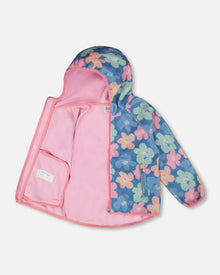 Veste Windfleece Imprimé Floral Bleu