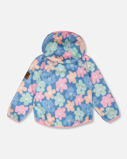 Veste Windfleece Imprimé Floral Bleu
