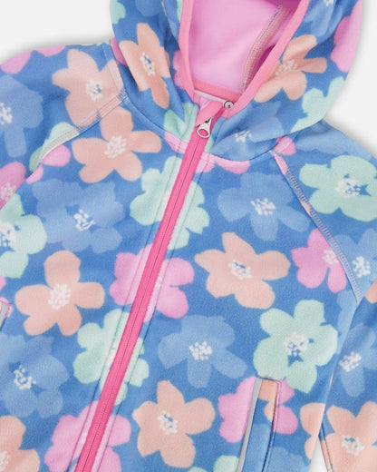 Veste Windfleece Imprimé Floral Bleu