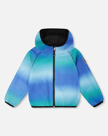 Veste polaire coupe-vent dégradé bleu à noir