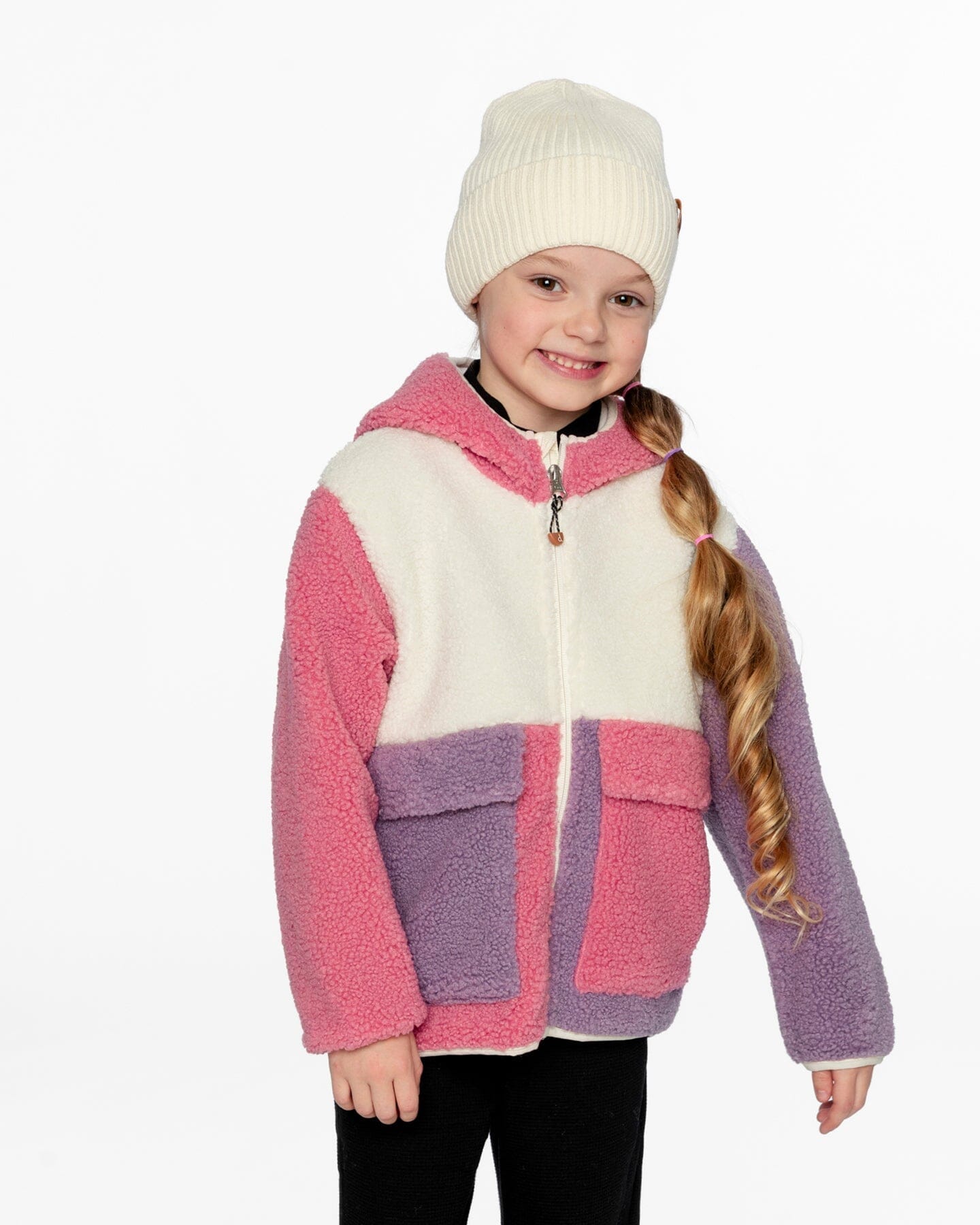 Veste Sherpa Colorblock Rose
