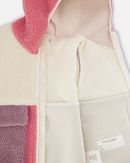Veste Sherpa Colorblock Rose