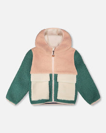 Blouson Sherpa Colorblock Rose Clair