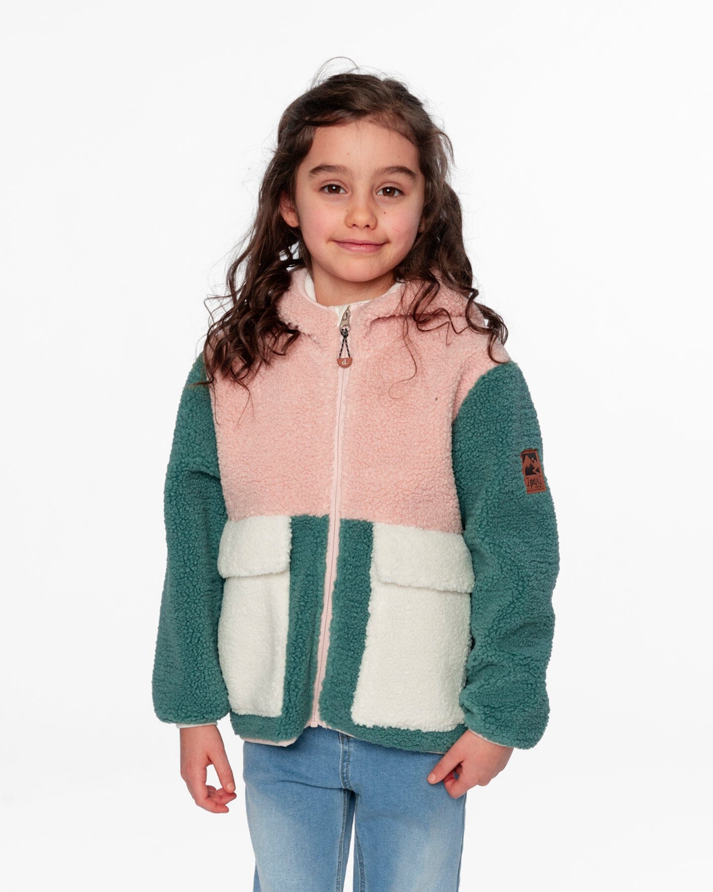 Blouson Sherpa Colorblock Rose Clair