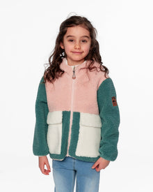 Blouson Sherpa Colorblock Rose Clair