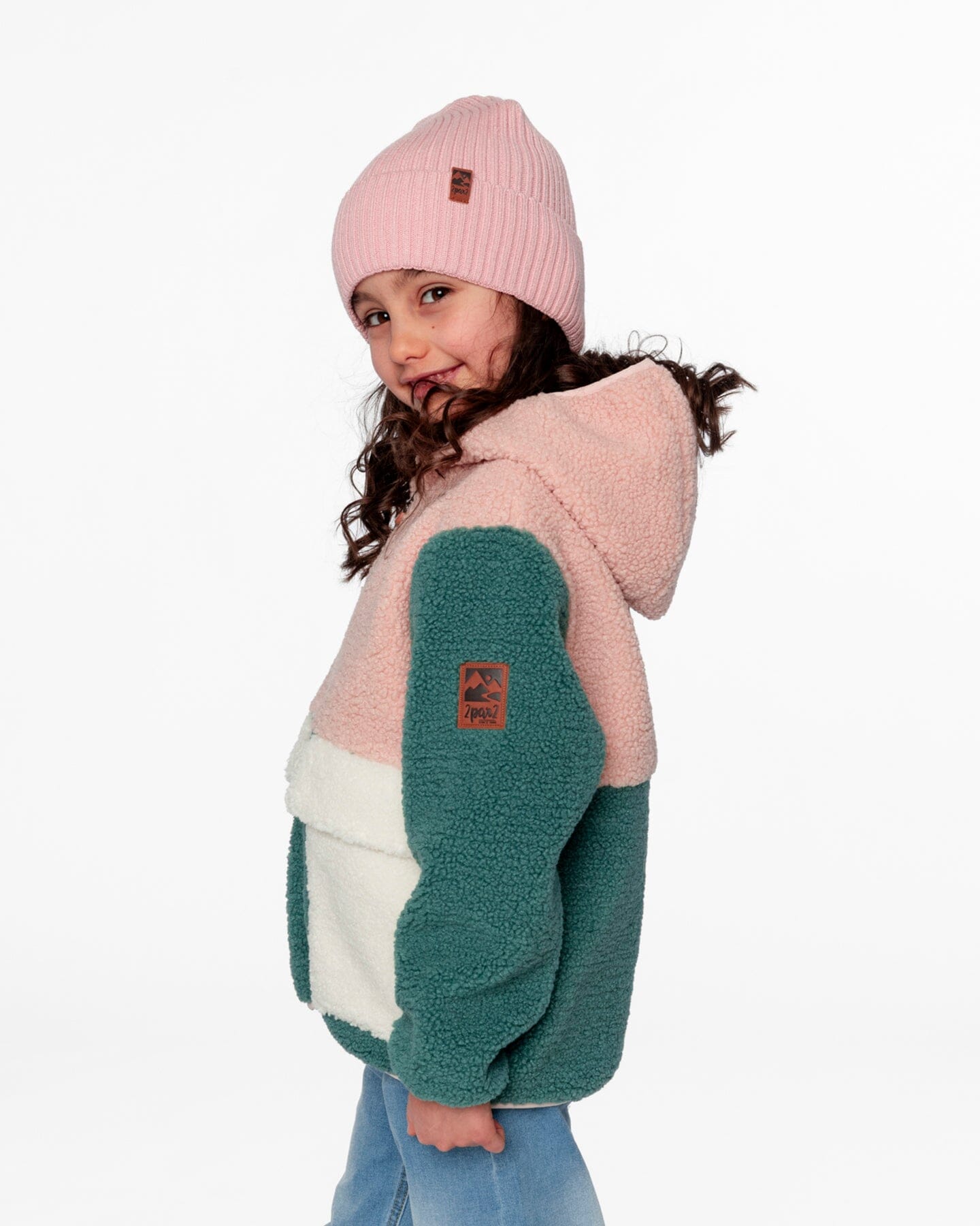 Blouson Sherpa Colorblock Rose Clair