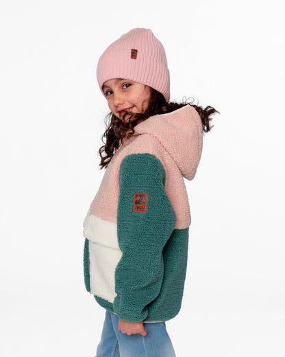 Blouson Sherpa Colorblock Rose Clair