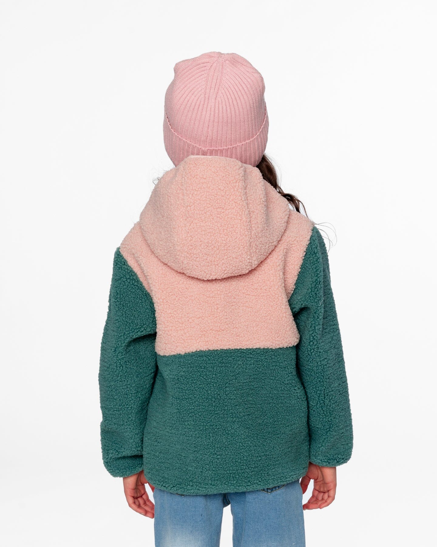 Blouson Sherpa Colorblock Rose Clair