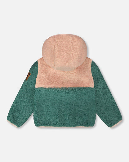 Blouson Sherpa Colorblock Rose Clair