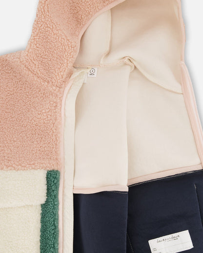 Blouson Sherpa Colorblock Rose Clair