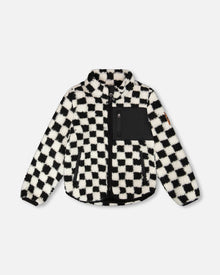 Veste Sherpa Carreaux Noirs