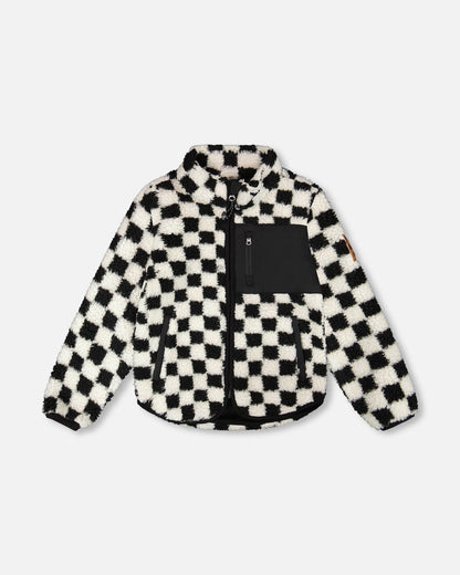 Veste Sherpa Carreaux Noirs