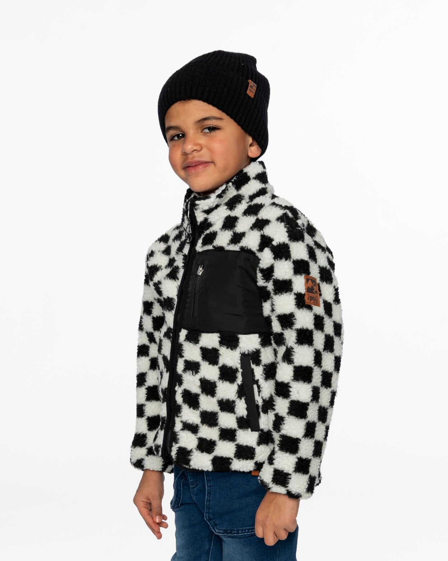 Veste Sherpa Carreaux Noirs