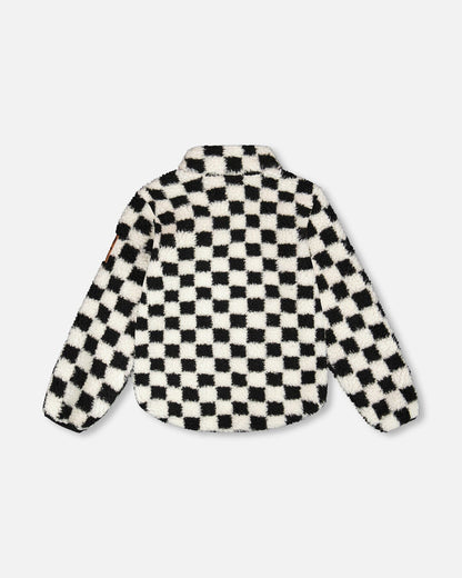 Veste Sherpa Carreaux Noirs