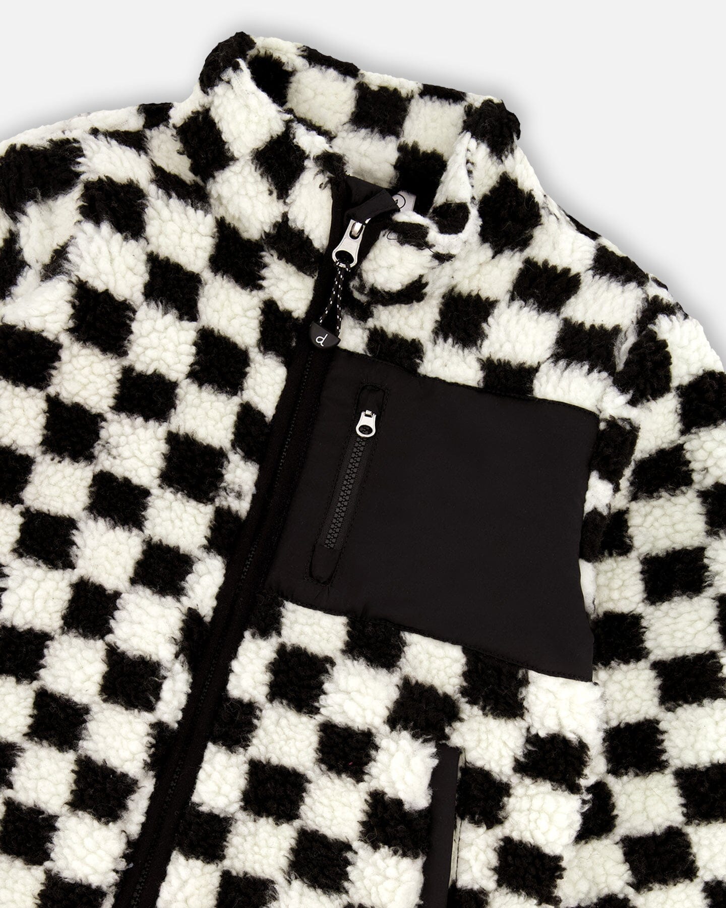 Veste Sherpa Carreaux Noirs