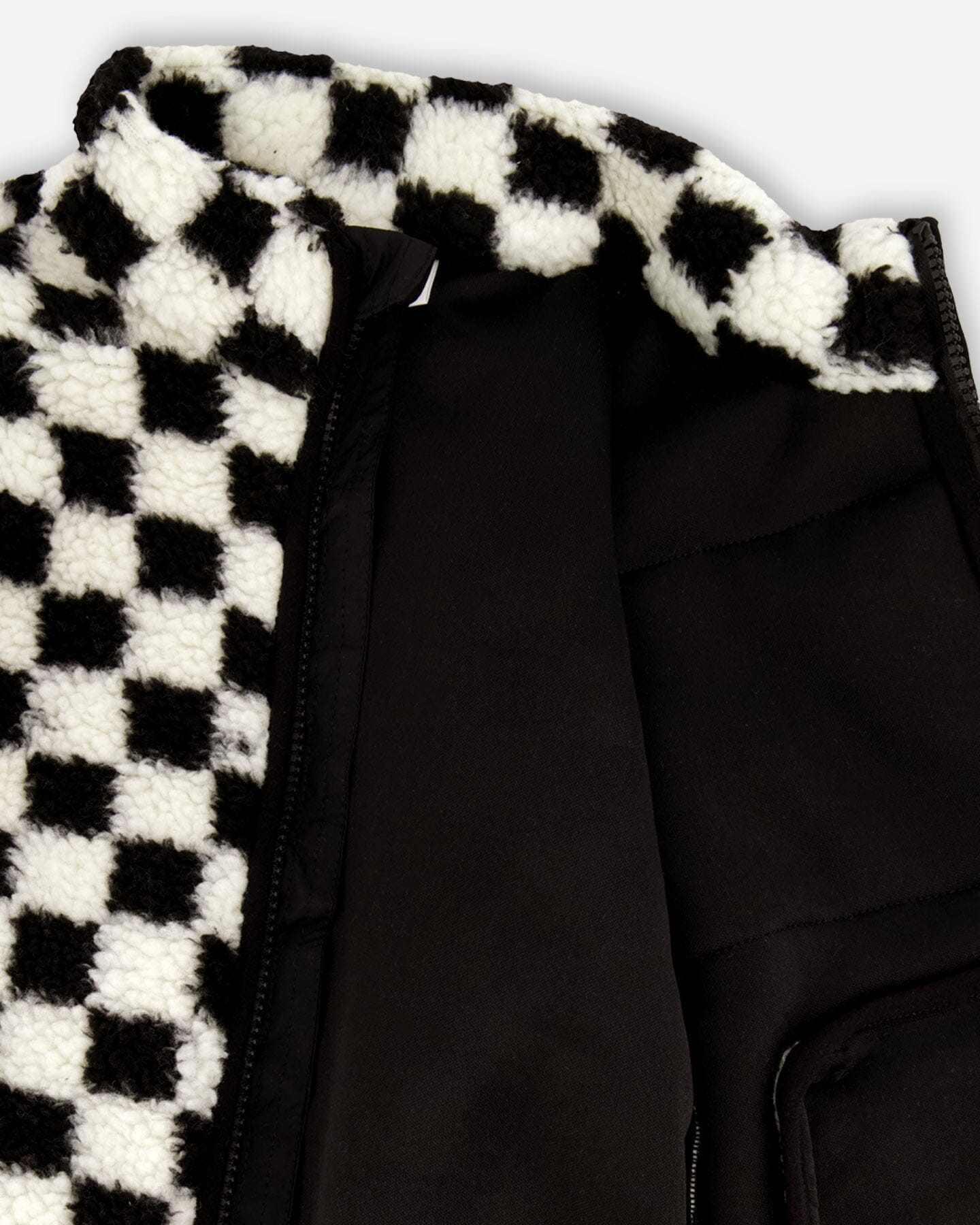 Veste Sherpa Carreaux Noirs