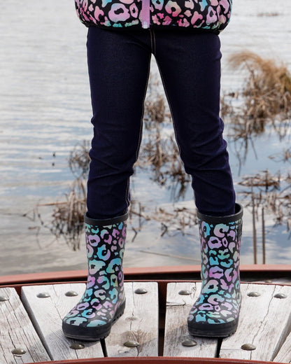 Bottes de pluie en caoutchouc naturel à motif animal noir