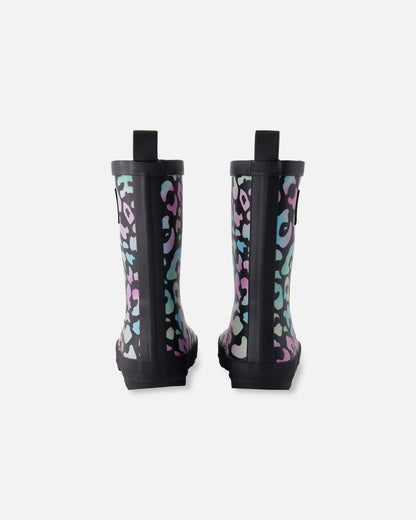 Bottes de pluie en caoutchouc naturel à motif animal noir