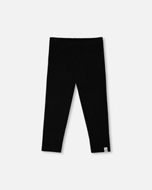 Rib Capri Leggings Black