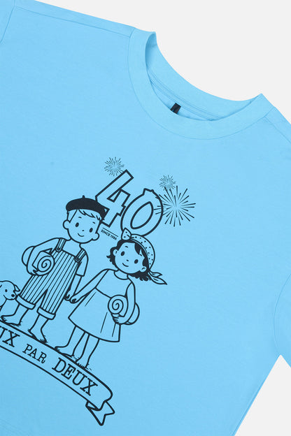 Adult 40Th Anniversary Graphic Boxy T-Shirt Sky Blue