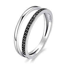 925 Sterling Silver Black & Clear Double Circle CZ Ring