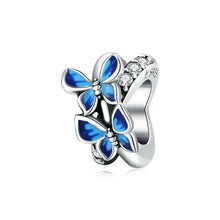 Pendentif en argent sterling 925 avec oiseaux colorés, fleurs, feuilles en oxyde de zirconium - Breloque pour bracelets et colliers