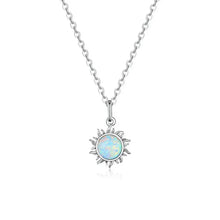 925 Sterling Silver White Opal Sun Pendant Necklace - Apollo Chain for Women