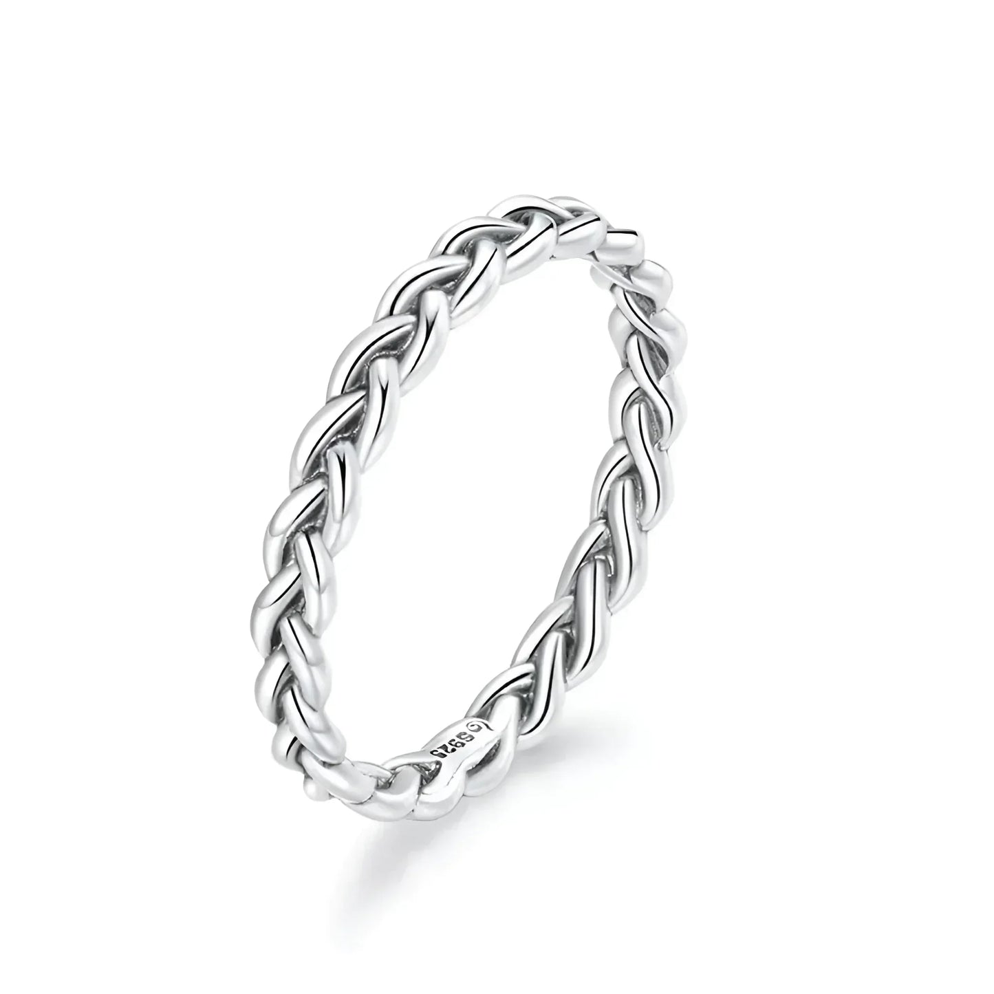 Bagues empilables en argent sterling 925 torsadées à texture tressée - Bijoux raffinés