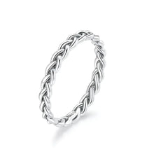 925 Sterling Silver Braided Texture Twisted Eternity Band Stackable Rings - Fine Jewelry