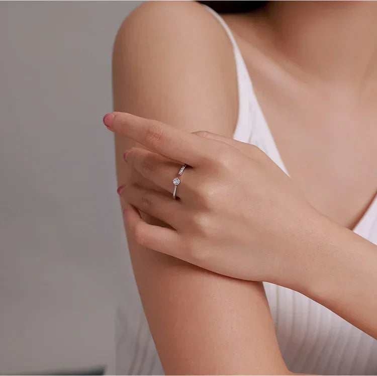 Bague ajustable en argent sterling 925 avec oxyde de zirconium