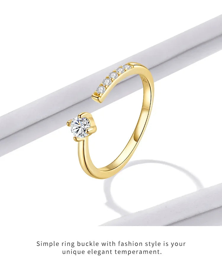 Bague ajustable en argent sterling 925 avec oxyde de zirconium