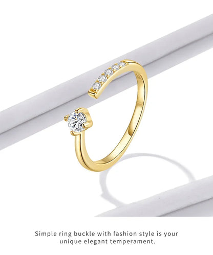 Bague ajustable en argent sterling 925 avec oxyde de zirconium