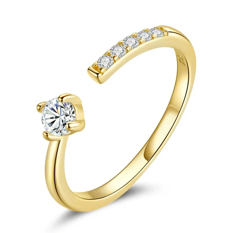 Bague ajustable en argent sterling 925 avec oxyde de zirconium