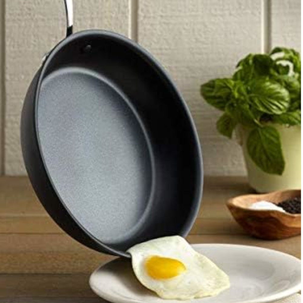 LAGOSTINA H9049564 Nera Hard Anodized Nonstick 12-Inch Skillet with Hammered Stainless Steel Lid