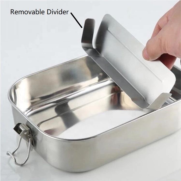 Stainless Steel Bento Lunch Box with Divider – Leakproof Food Storage Container, Reusable Metal Lunch Box for Kids & Adults | 1400 ML