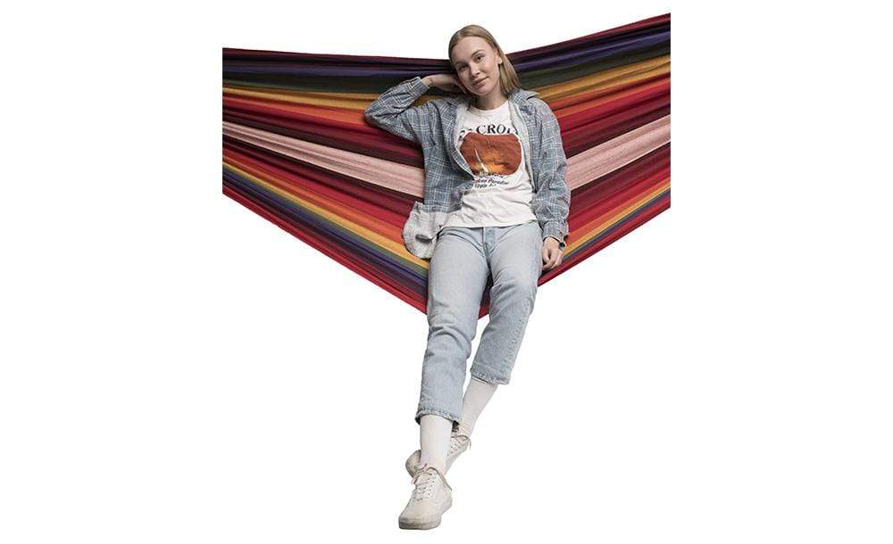 Hamac double de luxe de style brésilien avec support en bambou