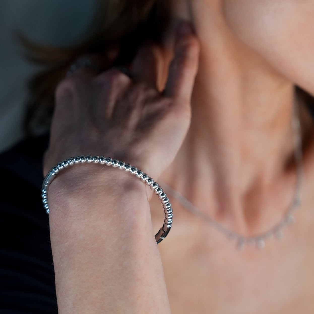 Style HANXI : Bracelet classique à billes en argent