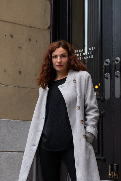 Manteau Évasé Rétro Harper Boutons Latéraux Élégant