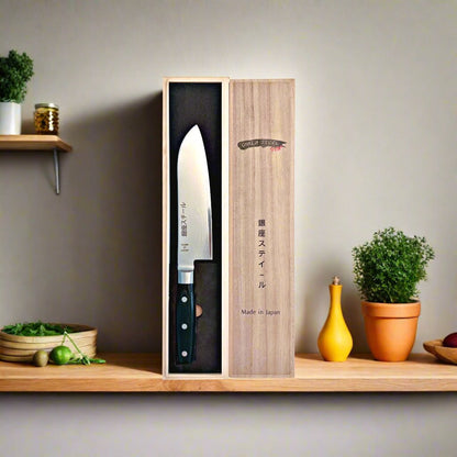HAYAMI 180 - VG10 - Couteau Santoku en acier Damas 33 couches 180 mm