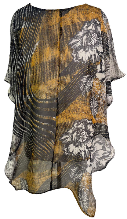 PRG6304 Haut Cascade en Pure Soie Transparente Avatar