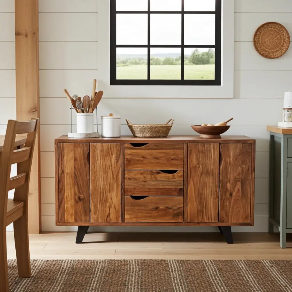 Retro acacia solid wood buffet