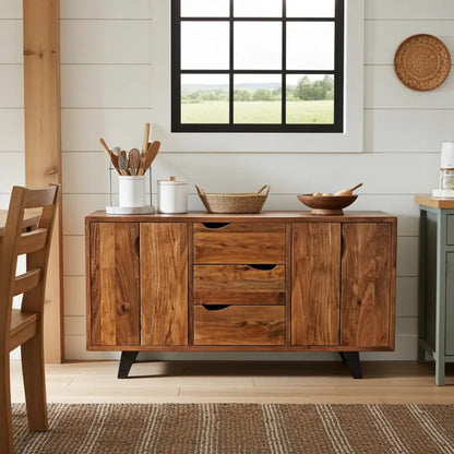 Retro acacia solid wood buffet