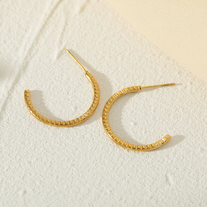 HOLLY : Boucles d'oreilles créoles texturées en or