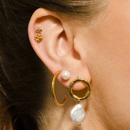 HOLLY : Boucles d'oreilles créoles texturées en or