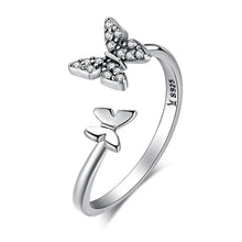 925 Sterling Silver CZ Butterfly Open Ring