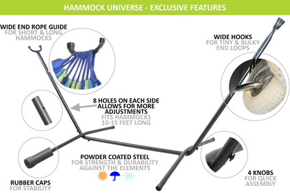 Hamac double brésilien de luxe avec support universel