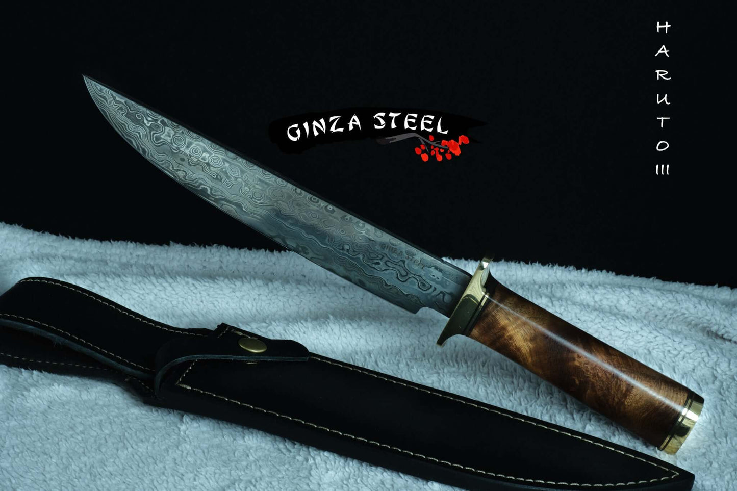 Couteau Bowie Ginza Steel Haruto-III - Lame de 9" avec étui en cuir