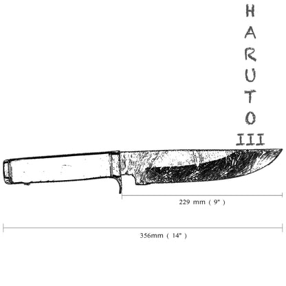 Couteau Bowie Ginza Steel Haruto-III - Lame de 9" avec étui en cuir