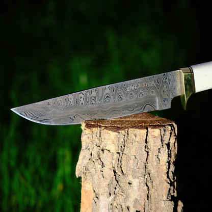 Couteau Bowie Haruto - Manche en os de chameau 7,5 pouces avec étui en cuir