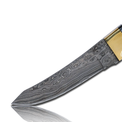 Couteau Hatif Hunter Special - Skinner en acier de Damas de 5 pouces avec étui en cuir